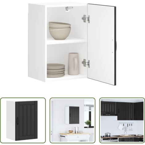 Armadio da cucina -  Pensile da Cucina Lucca Nero in Legno Multistrato