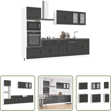Armadio da cucina -  Set Mobili da Cucina 7 pz Kalmar Neri Legno Multistrato