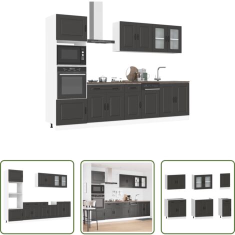 Armadio da cucina -  Set Mobili da Cucina 7 pz Kalmar Neri Legno Multistrato
