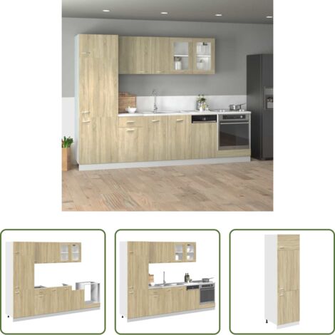 Armadio da cucina -  Set Mobili da Cucina 8pz “Lyon” Rovere Sonoma in Truciolato