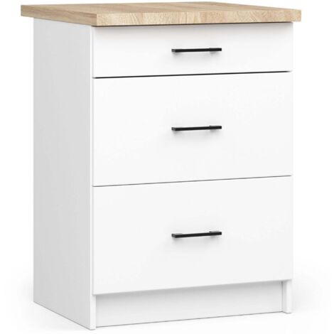 Armadio da cucina sur pied: 2 porte, due étagère, bianco  cemento, grande: 60 cm, alto: 85 cm, profondo: 46 cm.
