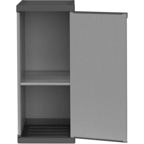 Armadio da Esterno 34x40x85 cm 1 Anta 1 Ripiano in Resina Grigio