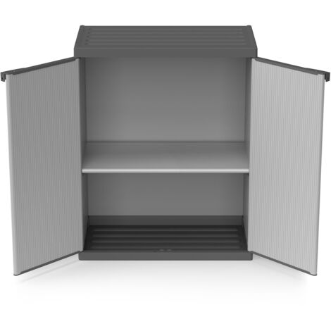 Armadio da Esterno 68x40x85 cm 2 Ante 2 Ripiani in Resina Grigio
