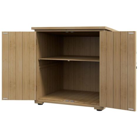 ARMADIO DA ESTERNO CON RIPIANO INTERNO REGOLABILE E TETTO INCLINATO. IN LEGNO DI ABETE. 77.5X88X90 CM