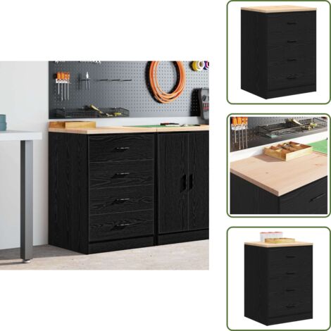 Armadio da garage nero - vidaXL Armadietto da Garage Nero 60x51x85 cm in Legno Massello di Pino - Armadio per officina
