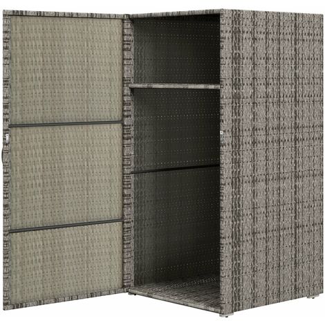 Armadio da Giardino 2 Vani 60x63x120 cm in Rattan PE Grigio