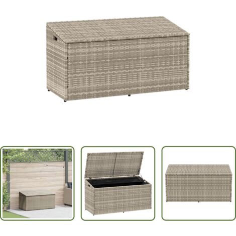 Armadio da giardino -  Baule da Giardino Grigio Chiaro 110x50x58 cm in Polyrattan