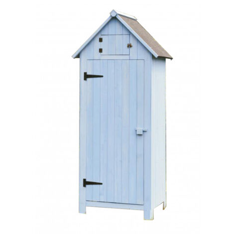 Armadio da Giardino in Legno Abete Trattato 77x55x179 Azzurro con 3 Ripiani