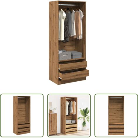 Armadio da ingresso -  Armadio Rovere Artigianale 80x50x200 cm in Legno Multistrato