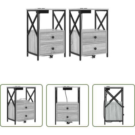 Armadio da notte -  Armadio da Notte 2 pcs Grigio Sonoma 40 x 31 x 60 cm