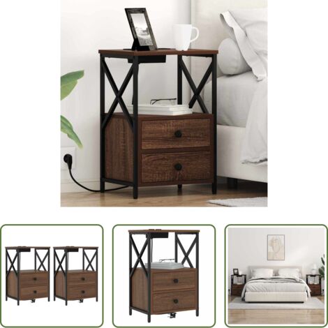 Armadio da notte -  Armadio da Notte 2 pcs Rovere Marrone 40 x 31 x 60 cm