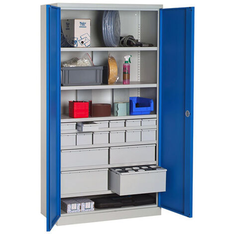 Armadio da officina - 17 cassetti e 8 ripiani - RAL 5015 - W030090033-GCBI