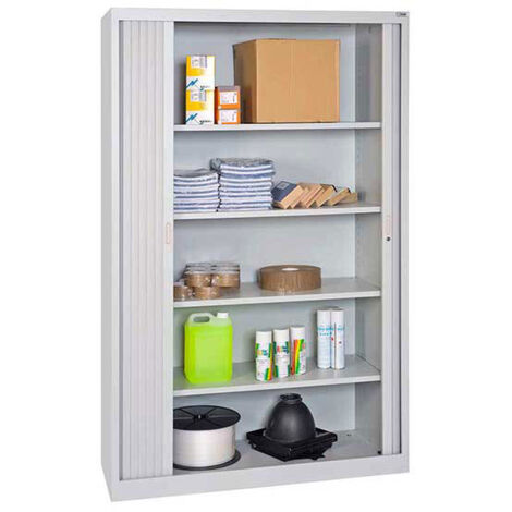 Armadio da officina con ante a ribalta grigie - 4 ripiani - Dim 1200x450x1950mm - W030060001