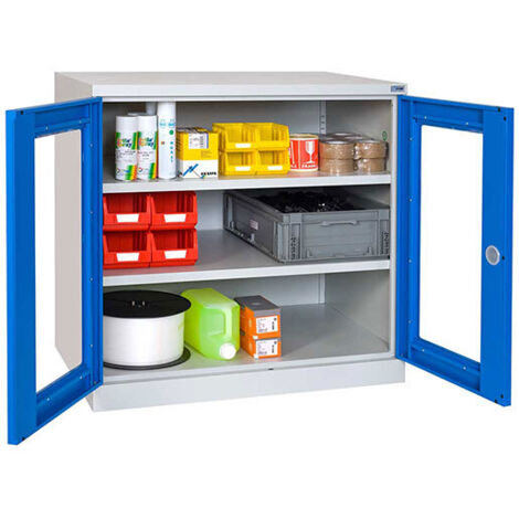 Armadio da officina con ante trasparenti grigie - Dim 1000x500x1000mm - Grigio RAL 7035 - W030050001-GCGC
