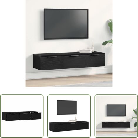 Armadio da parete -  Armadietto a muro con cassetto Rovere Nero 102 x 30 x 20 cm