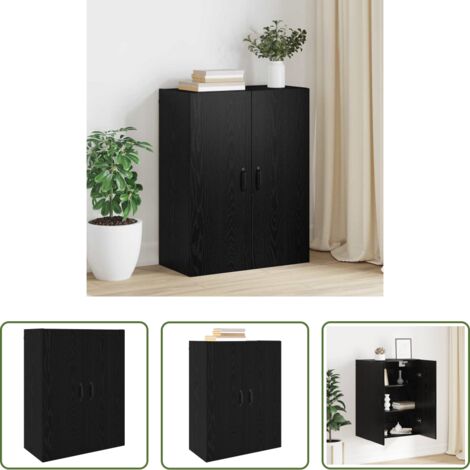 Armadio da parete -  Armadietto a muro Rovere Nero 69,5 x 34 x 90 cm