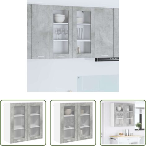 Armadio da parete -  Armadio pensile con porta Grigio cemento 80 x 31 x 80 cm
