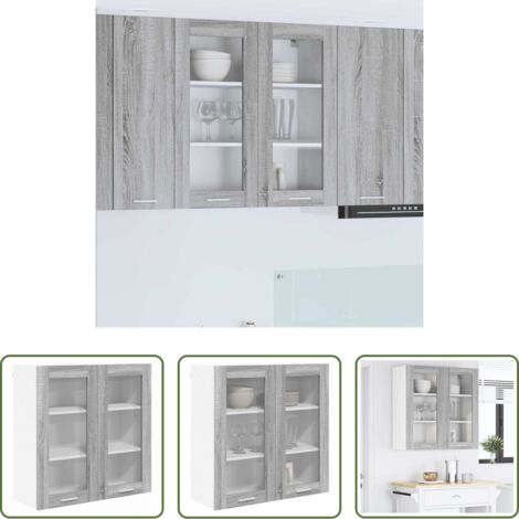 Armadio da parete -  Armadio pensile Grigio Sonoma 80 x 31 x 80 cm Legno multistrato