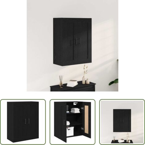 Armadio da parete -  Mobile a muro Rovere Nero 69,5 x 34 x 90 cm Legno multistrato