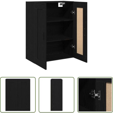 Armadio da parete -  Mobile a muro Rovere Nero 69,5 x 34 x 90 cm Legno multistrato