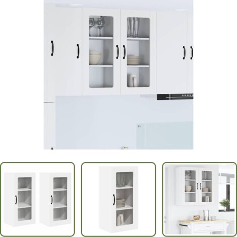 Armadio da parete -  Mobile da cucina 2 pcs Bianco 40 x 31 x 80 cm Legno multistrato