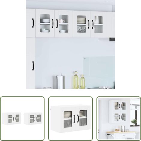 Armadio da parete -  Mobile da cucina 2 pcs Bianco 60 x 31 x 40 cm Legno multistrato