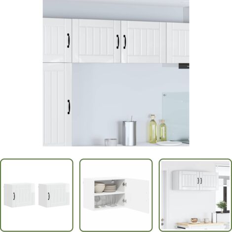 Armadio da parete -  Mobile da cucina 2 pcs Bianco Lucido 50 x 31 x 40 cm