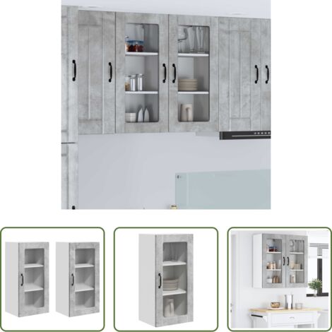 Armadio da parete -  Mobile da cucina 2 pcs Grigio cemento 40 x 31 x 80 cm