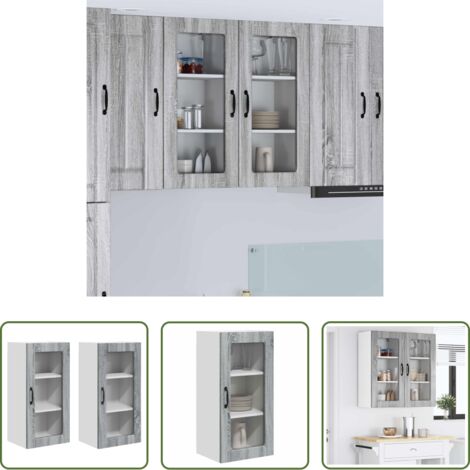 Armadio da parete -  Mobile da cucina 2 pcs Grigio Sonoma 40 x 31 x 80 cm