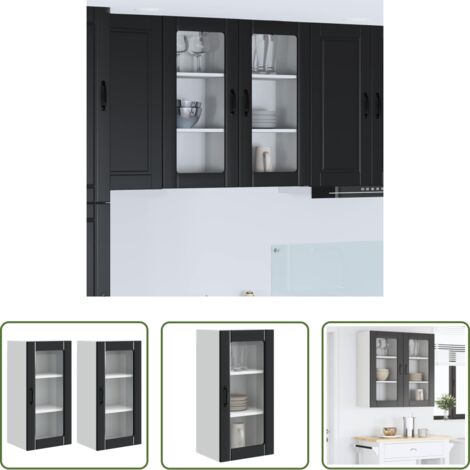 Armadio da parete -  Mobile da cucina 2 pcs Nero 40 x 31 x 80 cm Legno multistrato