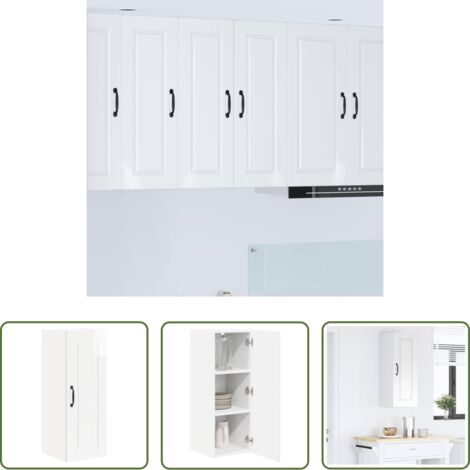 Armadio da parete - Mobile da cucina con lo scaffale Bianco Lucido 30 x 31 x 80 cm