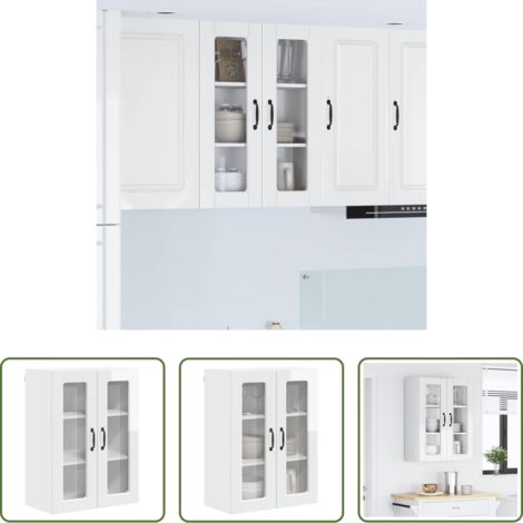 Armadio da parete -  Mobile da cucina con lo scaffale Bianco Lucido 60 x 31 x 80 cm