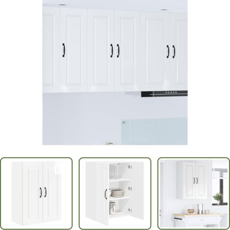 Armadio da parete -  Mobile da cucina con lo scaffale Bianco Lucido 60 x 31 x 80 cm