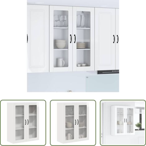 Armadio da parete -  Mobile da cucina con lo scaffale Bianco Lucido 80 x 31 x 100 cm