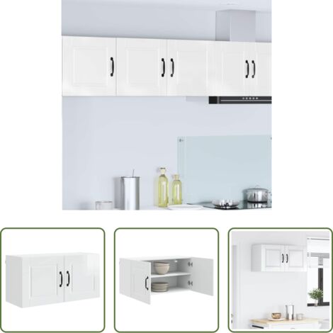 Armadio da parete -  Mobile da cucina con lo scaffale Bianco Lucido 80 x 31 x 40 cm