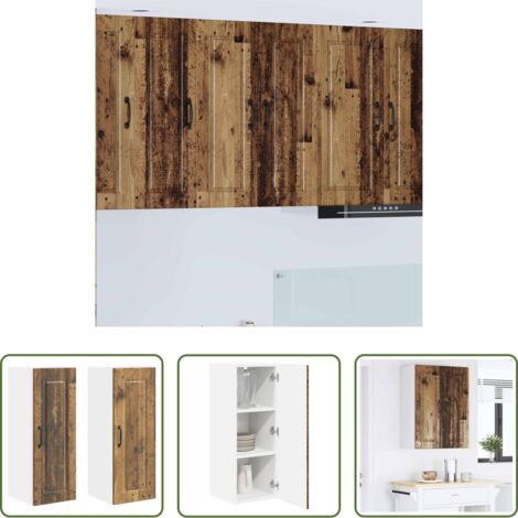 Armadio da parete -  Mobile da cucina con porta 2 pcs Legno vecchio 30 x 31 x 80 cm