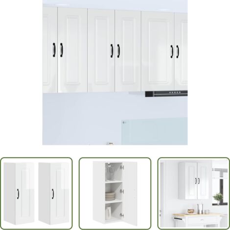 Armadio da parete -  Mobile da cucina Kalmar 2 pcs Bianco Lucido 30 x 31 x 80 cm