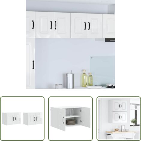 Armadio da parete -  Mobile da cucina Kalmar 2 pcs Bianco Lucido 60 x 31 x 40 cm