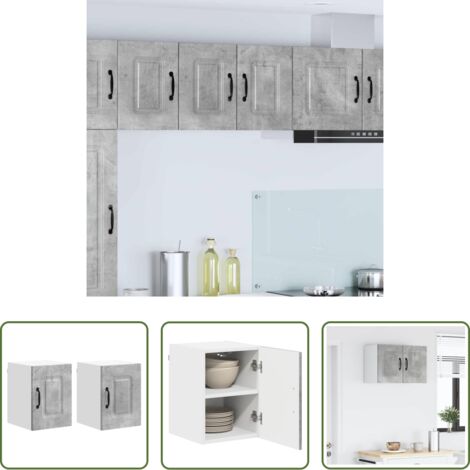 Armadio da parete -  Mobile da cucina Kalmar 2 pcs Grigio cemento 30 x 31 x 40 cm