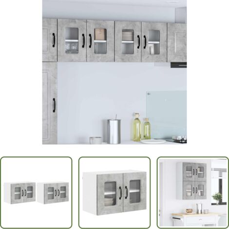 Armadio da parete -  Mobile da cucina Kalmar 2 pcs Grigio cemento 60 x 31 x 40 cm