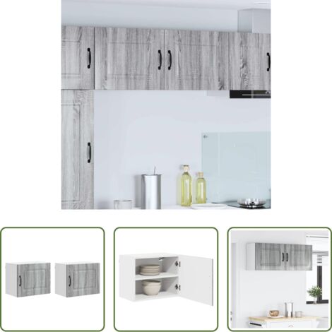 Armadio da parete -  Mobile da cucina Kalmar 2 pcs Grigio Sonoma 50 x 31 x 40 cm