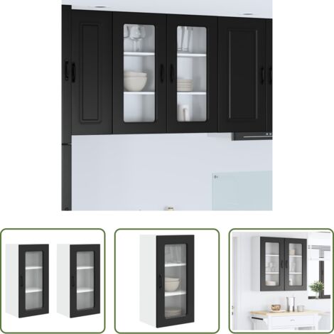 Armadio da parete -  Mobile da cucina Kalmar 2 pcs Nero 40 x 31 x 80 cm