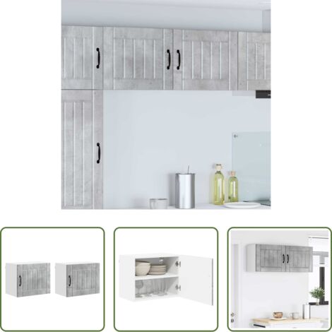 Armadio da parete -  Mobile da cucina Lucca 2 pcs Grigio cemento 50 x 31 x 40 cm