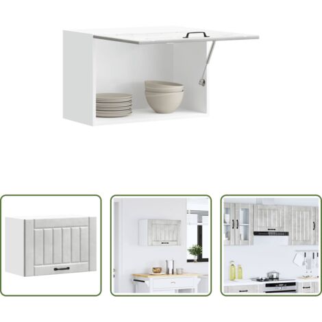 Armadio da parete -  Pensile da Cucina Lucca Grigio Cemento in Legno Multistrato