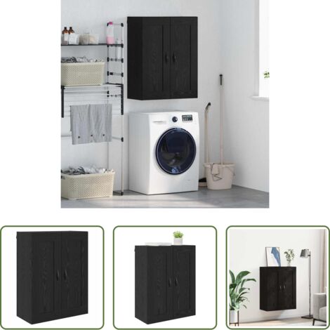 Armadio da parete -  Pensile Rovere Nero 69,5 x 34 x 90 cm Legno multistrato