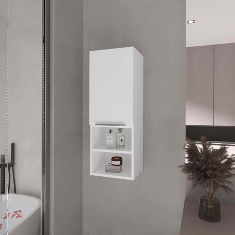 Armadio da Parete per Bagno Mila con Ripiani - Bianco