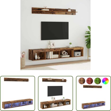 Armadio da parete -  Set di Mobiletto da TV a Parete con led 5 pcs Legno vecchio