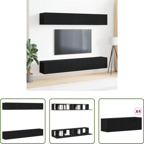 Armadio da parete -  Set mobile TV 4 pcs Rovere Nero 100 x 30 x 30 cm