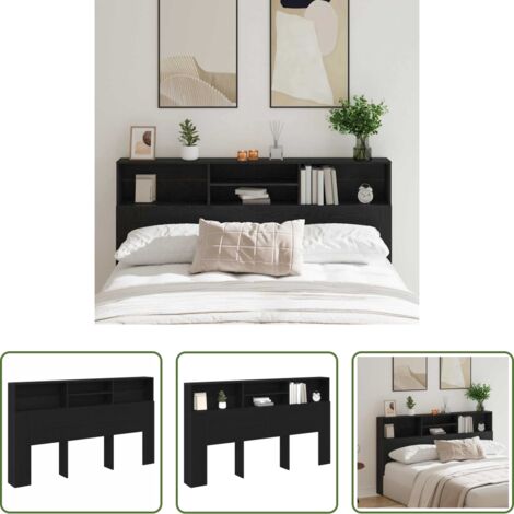 Armadio da parete -  Testata del letto con testiera Rovere Nero 180 x 19 x 103,5 cm