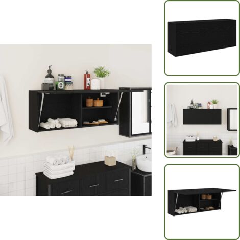 Armadio da parete - vidaXL Mobile da Bagno a Parete Nero 100x25x40 cm in Truciolato - Armadio nero